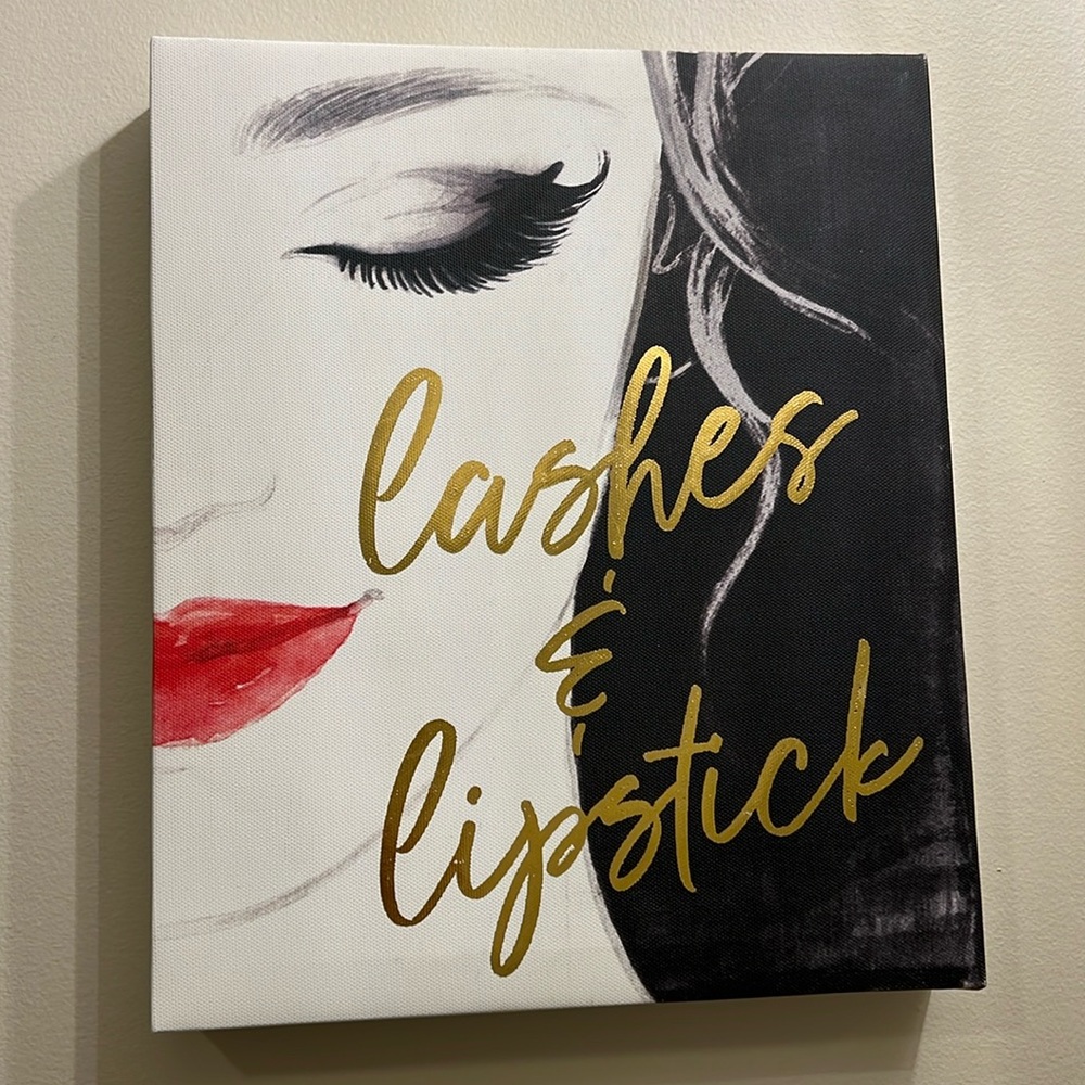 Lashes and Lipstick Canvas Wall Art 12X10